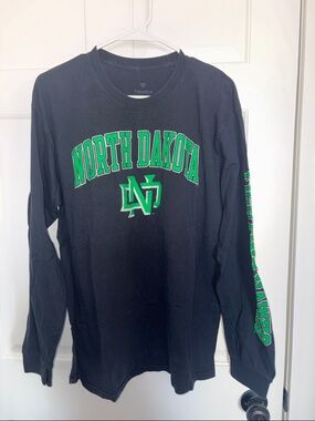 Fanatics North Dakota Black Long Sleeve Tee with Green Print